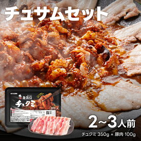 【ポイント10倍UP！マラソン限定！】チュサムセット 2～3人前（チュクミ350g＋豚肉100g）韓国料理 中辛 チュクミ チュサム サムギョプサル 冷凍 グルメ 食卓応援隊