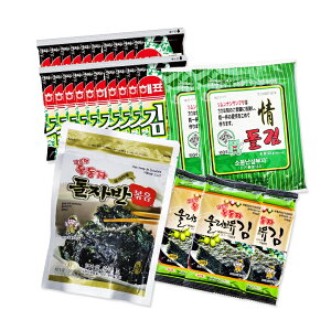 韓国海苔詰め合わせ 4種類セット / ジャバン海苔×1袋、全形海苔×2袋、ミニ味付け海苔×20袋、オリーブ油味付け海苔×9袋
