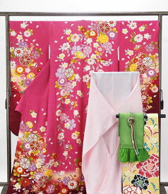 ＼10％OFFクーポン配布中／振袖 長襦袢 セット 5点セット 四季花 宝尽くし 身丈172cm 裄丈69.5cm 袋帯 長襦袢 帯締め 帯揚げ 振袖セット 良品 リサイクル 中古 着物 e4162