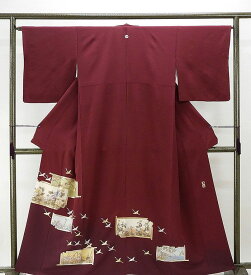 色留袖 正絹 金彩友禅 和田光正作 身丈159cm 裄丈64.5cm 色留袖 一つ紋 リサイクル 着物 f0074