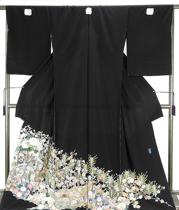 楽天市場】留袖 正絹 加賀友禅 青木たか子作 黒留袖 未仕立 仮絵羽 