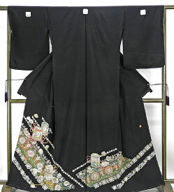 ＼30％OFFクーポン配布中！／留袖 正絹 加賀友禅 武部良信作 れい美 黒留袖 未仕立 仮絵羽 着物 反物 フォーマル 結婚式 披露宴 新品 f2120