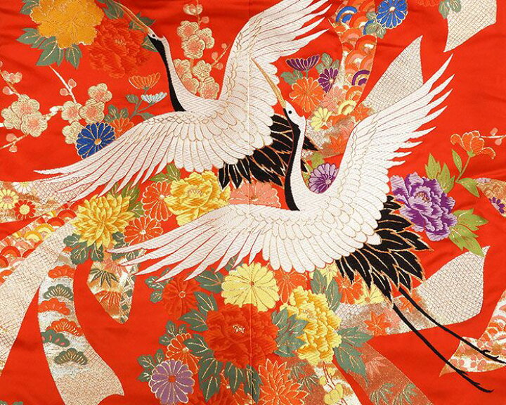 楽天市場】【ポイント10倍】色打掛 正絹 舞鶴四季花模様 打掛 花嫁衣裳 
