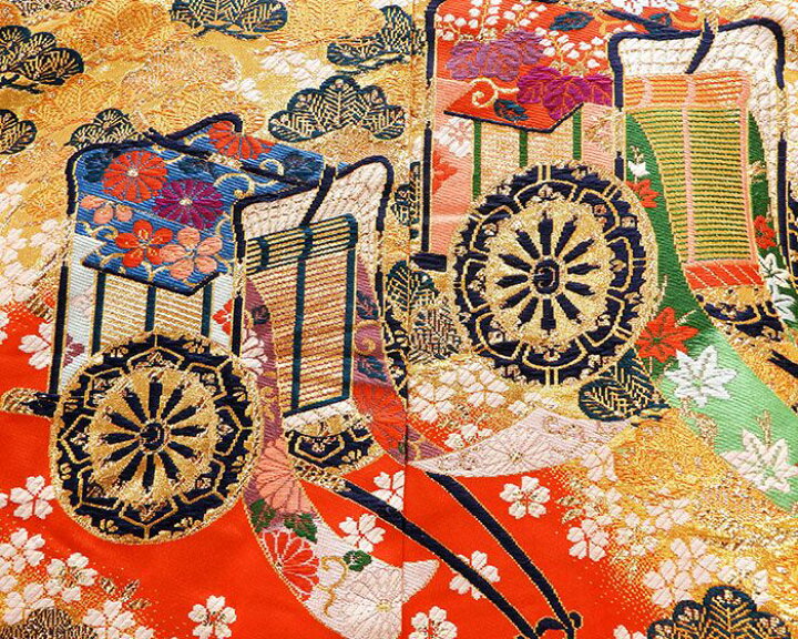 楽天市場】＼20％OFFクーポン配布中／色打掛 正絹 四季花御所車模様 打  
