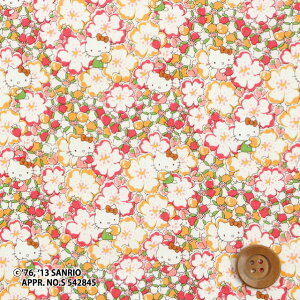 【サンドウ限定復刻色】ハローキティ×リバティプリント タナローン(Floral Heart レッド&イエロー)フローラル・ハート【DC27724・J13B】
