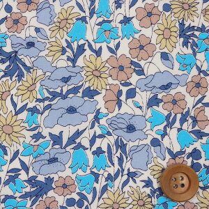 リバティプリント タナローン(Poppy & Daisy ベージュ&ブルー/ネオンカラー)ポピー&デイジー【02-3632104N・J22G】