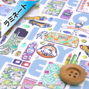 ハローキティ×リバティ・ファブリックス タナローン【ラミネート加工】(Hello Kitty Necessities ハローキティ・ネセシティーズ)ライトブルー【DC34426・J24D】
