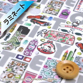 【サンドウオリジナルカラー】ハローキティ×リバティ・ファブリックス タナローン【ラミネート加工】（Hello Kitty Necessities ハローキティ・ネセシティーズ）フェミニングレー【DC34426・J24H】
