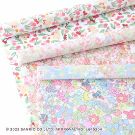 ◎リバティプリントお試しセット◎HELLO KITTY×LIBERTY FABRICS【ラミネート加工】カットクロス3枚セット（Cherries and Bows）