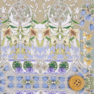 リバティ・ファブリックス タナローン(Flower Fete フラワー・フェテ)ブルー&グレー【22-363J6807・AE】