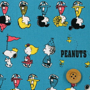 (PEANUTS) スヌーピーパレード/ブルーグリーン【オックス生地】