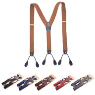 サスペンダー Y型 太さ3.5センチ ボタンタイプ 取り付けボタン付き Elastic Ý-Back Pant Suspenders（7…