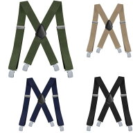 ワイド サスペンダー X型 太さ3.5センチ 幅広クリップ Elastic X-Back Pant Suspenders（8色）