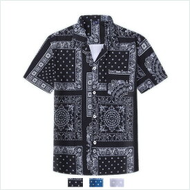 バンダナ柄 ショートスリーブ シャツ ペイズリー柄 アロハ シャツ 半袖 Shirt with Paisley Bandanas