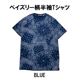 ペイズリー柄 Tシャツ メンズ レディース ストリート 半袖 クルーネック Uネック Tシャツ 半袖T B系 ダンス 衣装 HIPHOP カジュアル 大きいサイズ ブラック 黒 ホワイト 白 春 夏 ファッション ユニセックス コットン 綿 100% おしゃれ スカーフ柄 Paisley