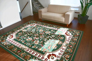 カーペット 6畳 おしゃれ じゅうたん ベルギー 北欧 絨毯 訳あり アウトレット ラグ 六畳 厚手 ウィルトン アンティーク クラシック 赤 青 緑 インテリア 当社在庫【柄込みシラズ240×330】約6