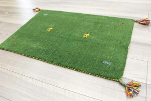 ギャベ ギャッベ ラグ マット 玄関マット 45×75 ウール 絨毯 インド ギャッペ グリーン オレンジ イエロー 室内 当社在庫【インドギャッベ45×75】 マット 約45×75cm