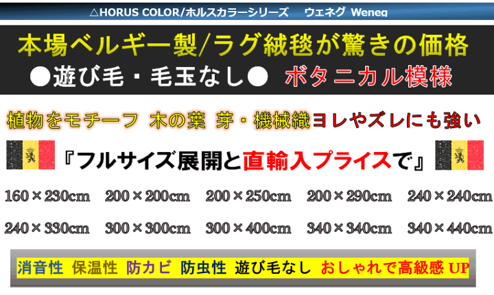 楽天市場】ベルギー ラグ 絨毯 10畳 340×440 カーペット じゅうたん ...