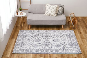 洗えるラグ カーペット 転写ラグ 約190×190cm 【約2畳】オリエンタル アンティーク ペルシャ絨毯風 モロッカン ホットカーペット対応 床暖房対応 オールシーズン おしゃれ 【レーナ・ハーマ