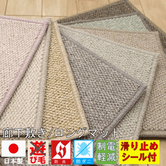 日本製高機能リップルループ廊下敷きカーペット絨毯【マスターフル】幅67×長さ250cm