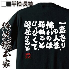 【お買い物マラソン期間20％OFF 】 おもしろtシャツ 俺流総本家 魂心Tシャツ 一度きりの人生、怖いのは死ぬことじゃなくて、退屈なこと【 tシャツ 長袖 メンズ レディース 雑貨 お笑いTシャツ おもしろtシャツ 面白いtシャツルパン三世 カリオストロの】