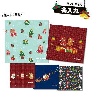 【 おもしろ プレゼント 】【選べる二枚組!】名入れ ミニタオル ハンカチ クリスマス柄 ハンドタオル 20cmx20cm【1枚から作れる オリジナルタオル クリスマスプレゼント プチギフト グッズ
