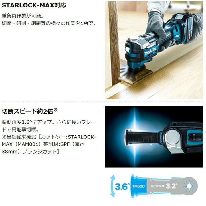 楽天市場】マキタ TM52DZ 充電式マルチツール 18V (本体のみ) と 