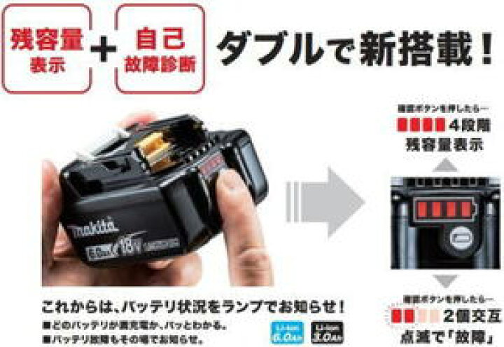 楽天市場】【マキタ正規登録販売店】【makita】（18V-6.0Ah・残容量 
