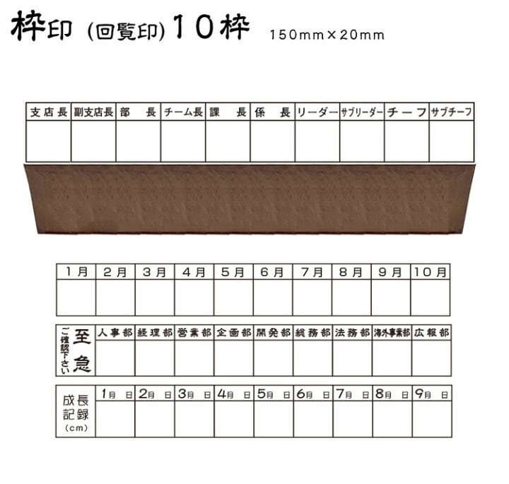楽天市場】☆【送料320円〜】回覧印 枠印 ゴム印 10枠 (印面サイズ150 