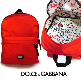 訳あり ドルガバ リュックサック キッズ ドルチェアンドガッバーナ バックパック DOLCE&GABBANA バッグ em0034 新品 ナイロン かばん 鞄 カバン 無地 RED レッドパスケース付き 並行輸入品 KIDS