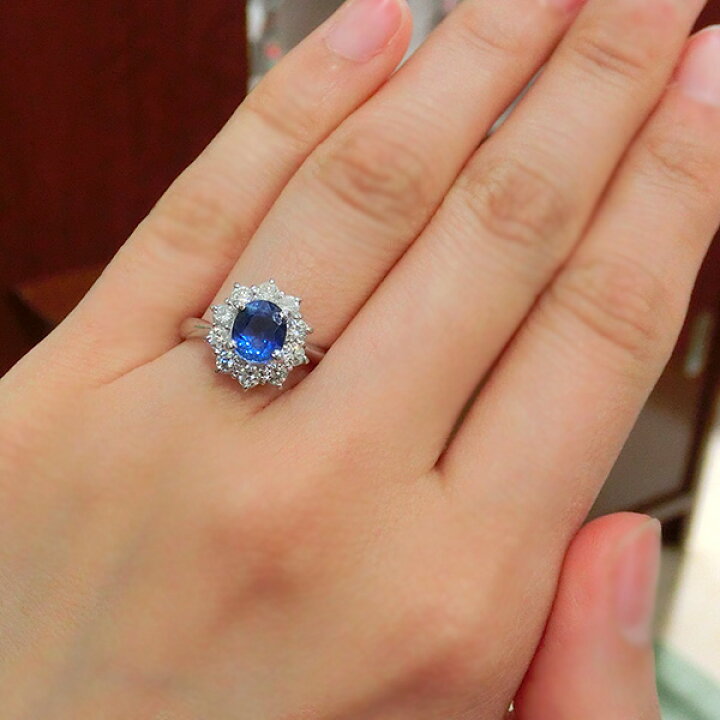 宝石鑑別】豪華✨ Pt900 サファイア1.3ct ダイヤ 14号 13g 