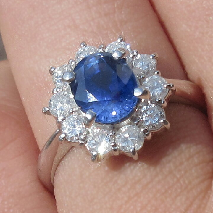 宝石鑑別】豪華✨ Pt900 サファイア1.3ct ダイヤ 14号 13g 