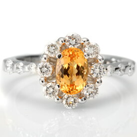 インペリアルトパーズ(11月誕生石) K18(18金)WG(ホワイトゴールド)ダイヤモンド 指輪 ファッションリング r-t802 パワーストーン ジュエリー 天然石 宝石 ダイアモンド 1点もの(bkp50) 新品 294000-147000 ホワイトデー
