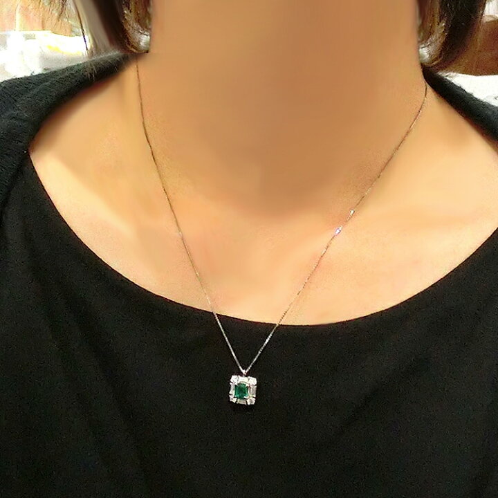楽天市場】エメラルド ネックレス PT プラチナ ダイヤモンド誕生石で 