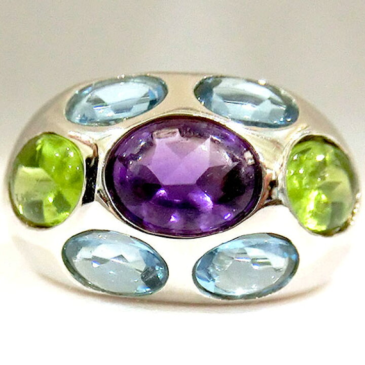 楽天市場】リング K18 アメジスト ペリドット ブルートパーズ  
