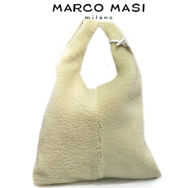 エコファー トートバッグ ホワイト イタリア製 ミラノ MARCO MASI(マルコマージ) 2836 slang roccia ハンドバッグ ECO ムートン ボア レディース ブランド バッグ 暖か 冬 もこもこ 並行輸入品(c_)