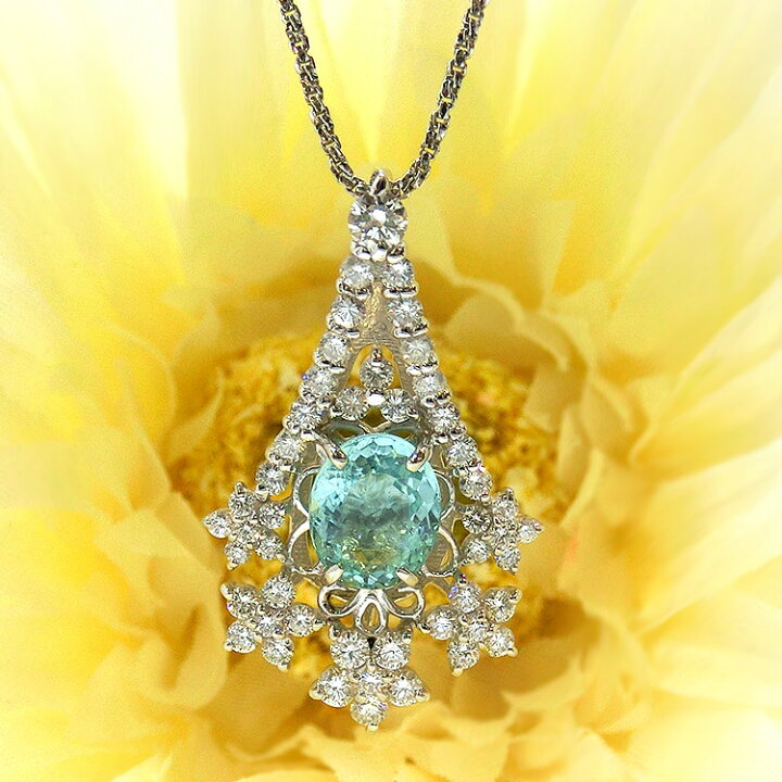 楽天市場】パライバトルマリン 1.130ct K18WG 18金 ネックレス 