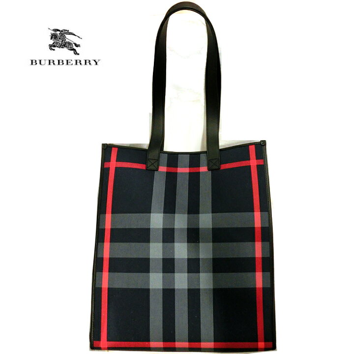 楽天市場】バーバリー トートバッグ BURBERRY ネイビー グレー 