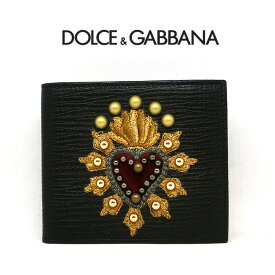 ドルガバ 二つ折り財布 ドルチェ＆ガッバーナ DOLCE＆GABBANA ウォレット bp1321 D&G 本革レザー メンズ 無地 短財布 ブラック 黒 NERO 新品 折りたたみ スモールウォレット 紳士 男性 一粒万倍日 贈り物 プレゼント ギフト 並行輸入品