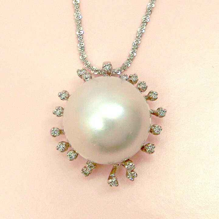 楽天市場】K18WG 白蝶 真珠 ネックレス ダイヤモンド 15.5mm パール 