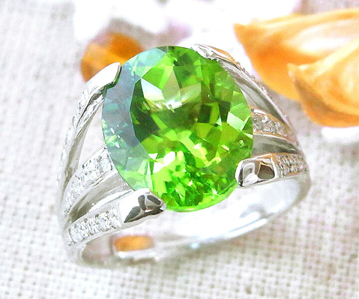 楽天市場】ペリドット K18(18金)WG ホワイトゴールド (8月誕生石  