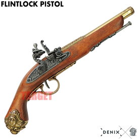 ☆DENIX フリントロックピストル ゴールド 1077/L (デニックス フリントロック式銃 レプリカ)
