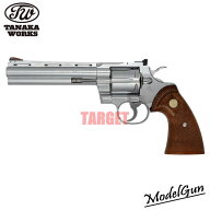 ☆タナカワークス 発火モデルガン コルト パイソン .357マグナム 6インチ Rモデル ステンレスフィニッシ…