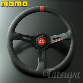 《正規品》MOMO FULL SPEED 348D モモ フルスピード ステアリング 34.8パイ DEEP 90mm BKレザー/BKスポーク/REDトップ