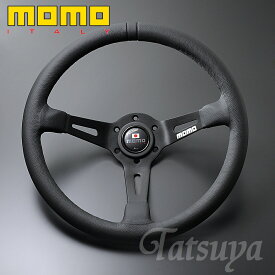 《正規品》MOMO FULL SPEED 348D モモ フルスピード ステアリング 34.8パイ DEEP 90mm BKレザー/BKスポーク/BLACKトップ