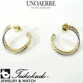 ウノアエレ ゴールド ピアス UNOAERRE K18イエローゴールド ホワイト レディース イタリアンジュエリー アクセサリー 30165 G5382