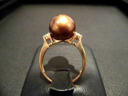 PK18PGショコラパールリング/F304/黒蝶真珠/パール11mmD0.15ct/リング/指輪/ゆびわ/ring/ジュエリー/女性用/レディース/プレゼント/ギフト/お買い得/オススメ/送料込み/宝石