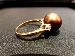 PK18PGショコラパールリング/F304/黒蝶真珠/パール11mmD0.15ct/リング/指輪/ゆびわ/ring/ジュエリー/女性用/レディース/プレゼント/ギフト/お買い得/オススメ/送料込み/宝石