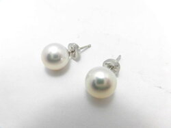K18WG天然あこや真珠ピアス/8.5mm/ぴあす/ジュエリー/アクセサリー/送料無料