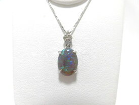 K18WGブラックオパールダイヤペンダント オパール1.65ct 0.08ct ペンダント オパール ダイヤモンド
